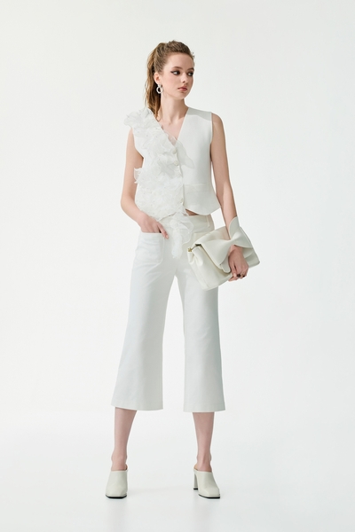 Minimalist Boot Leg White Pants