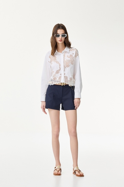 Navy Shorts With Detachable Chain Accessory