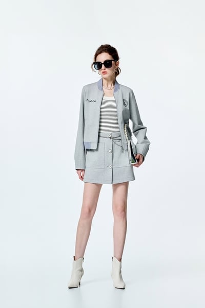 Patch Pockets Grey Skorts