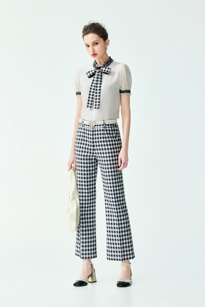 Checkered Boot Leg Pants