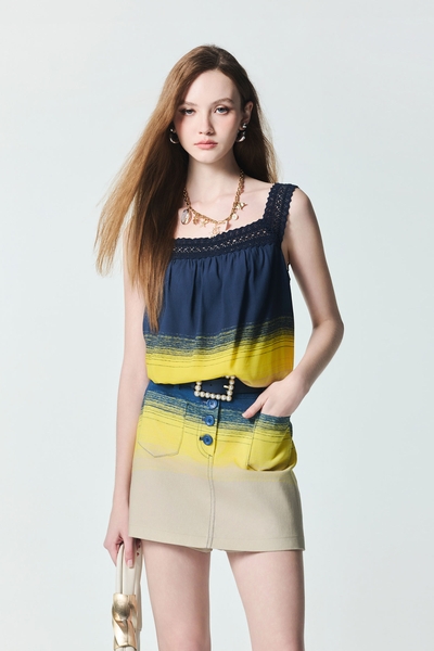 Colour Block Denim Skorts