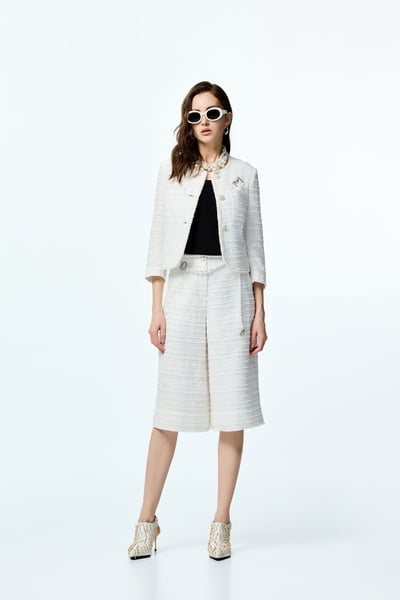 Wide Leg Tweed Pants