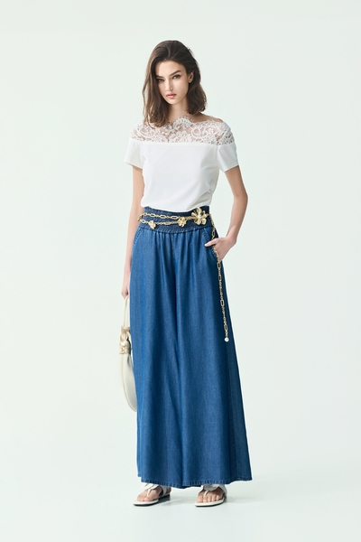 Soft Denim Wide Leg Pants