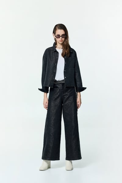 Metallic Sheen Grey Jeans