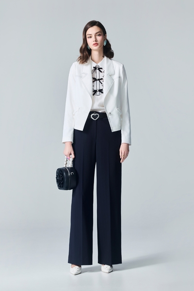 Waistband Detail Wide Leg Pants