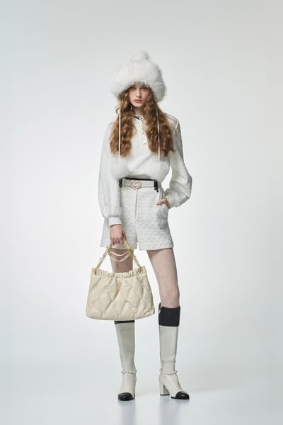 Heart Embossed Print Shorts