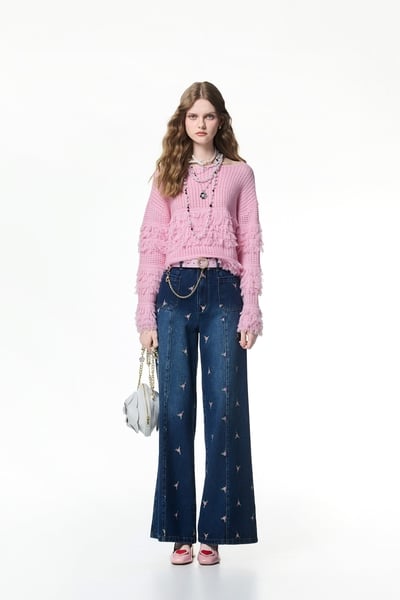 Rose Embroidery Jeans