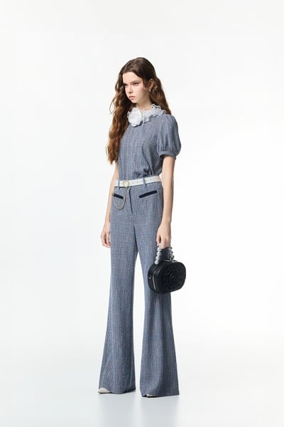 Contrast Pocket Trim Detail Boot Leg Pants