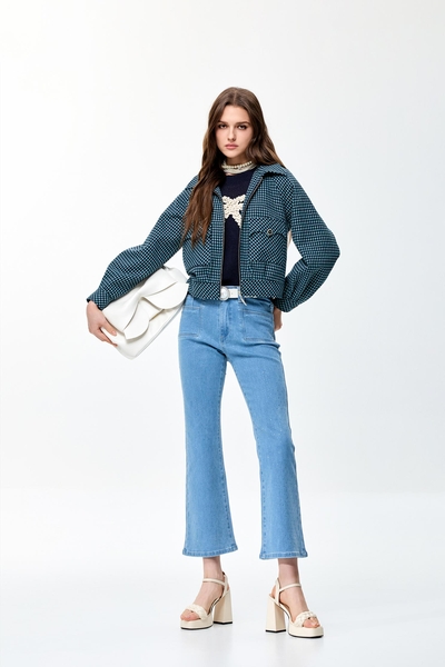 Sequin Detail Boot Leg Jeans