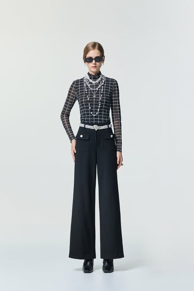 Jet Black Fleece Wide Leg Pants