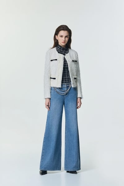 Pearl Chain Belt Wide Leg Jeans