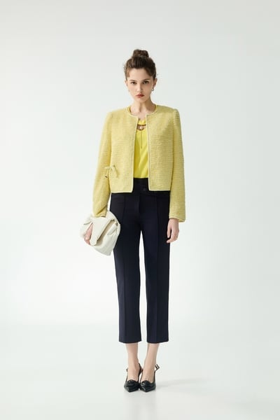 Asymmetric Waistband Navy Pants