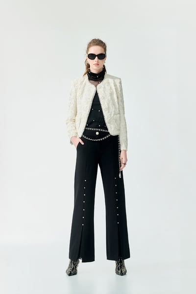 Lace Detail Straight Cut Pants