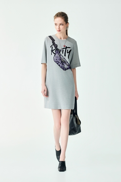 Front Graphic Grey Tee Dress