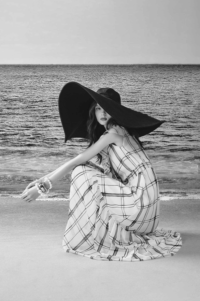 Checked Ruffle Maxi Dress