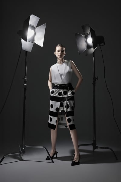 Stripe With Polka Dot Print Sleeveless Dress