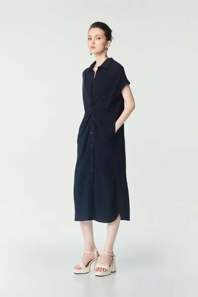 Front Twist Detail Navy Dress