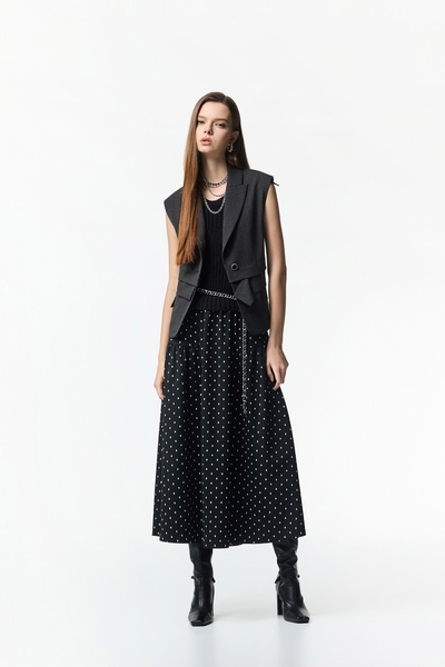 Cable Knit With Polka Dot Print Dress