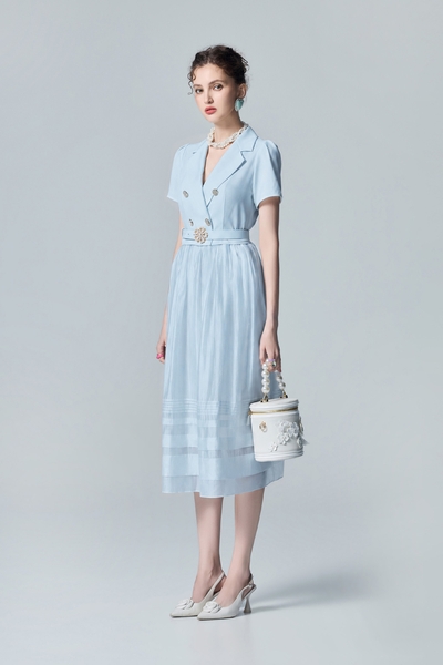 Blazer Style Short Sleeve Dress