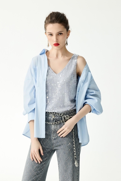 Sequin V-neck Vest