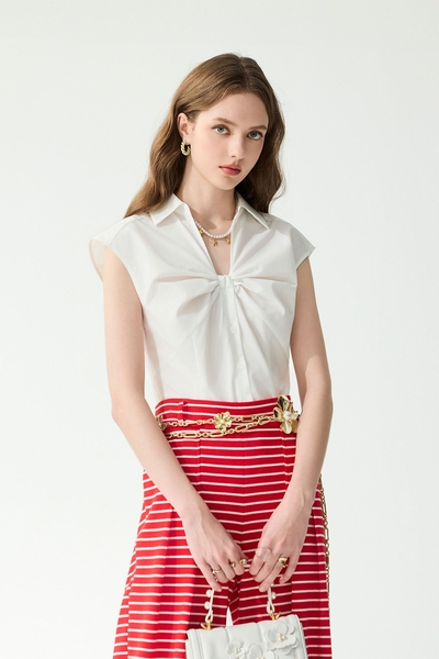 Front Knot Detail Collar Vest