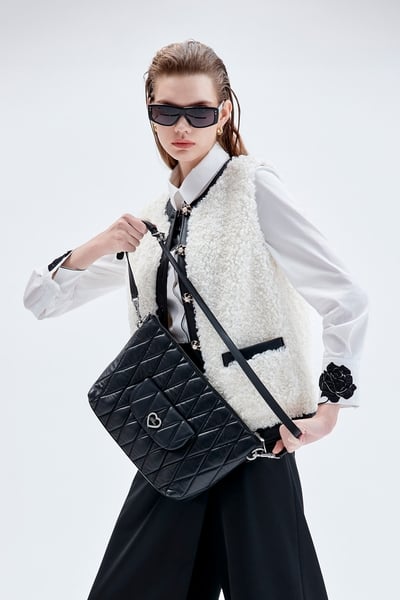 Faux Fur Vest With Contrast Trim Detail