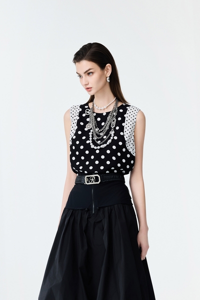 Contrast Polka Dot Vest