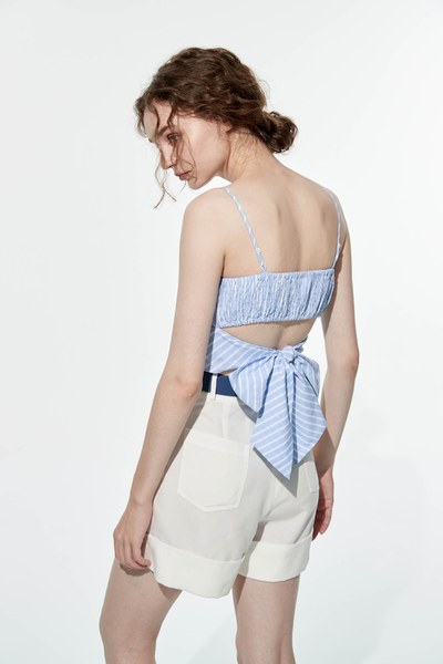 White Stripe Crop Tank Top