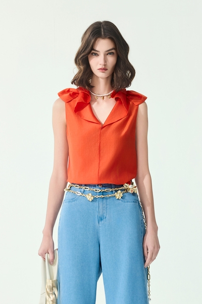 Bow Detail V-neck Vest