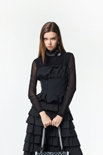 Pintucks Detail Two Piece Top