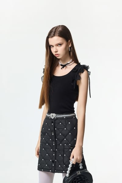 Ruffle Detail Knit Vest