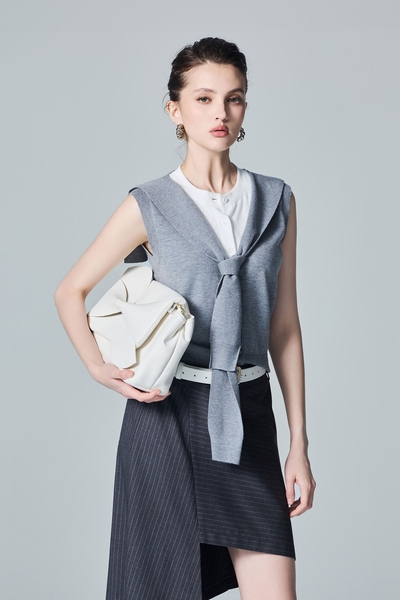 Sailor Collar Grey Knit Vest