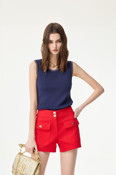 Contrast Trim Detail Knit Vest