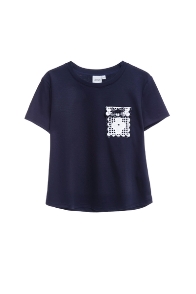 Contrast Pocket Trim Short Sleeve Top