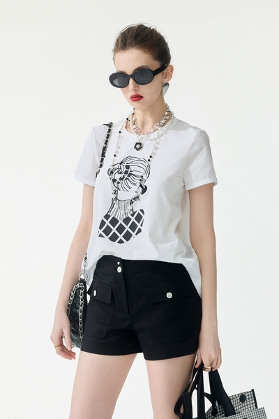 Figure Graphic Embroidery Short Sleeve Tee