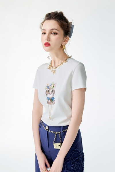 Cat Graphic Short Sleeve Tee