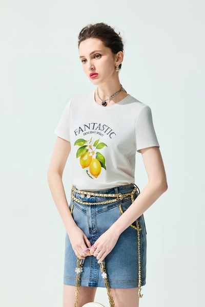 Lemon Graphic Print Short Sleeve Tee