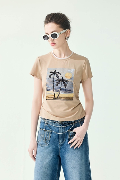 Front Graphic Khaki Tee