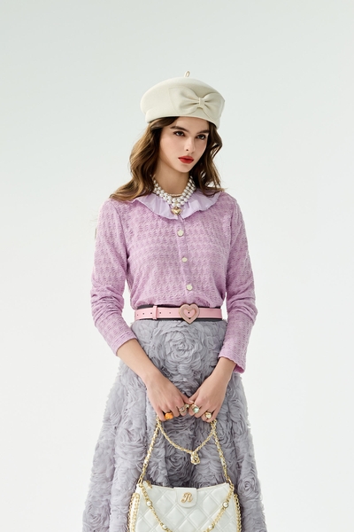 Long Sleeve Flounce Collar Top