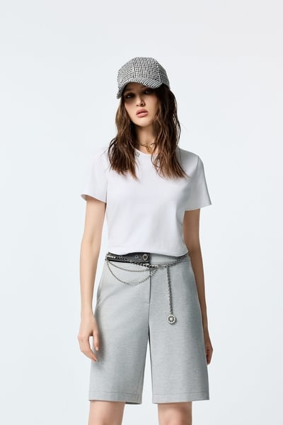 Diamonte Neckline Detail Short Sleeve Tee