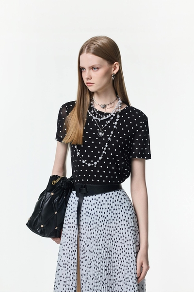 Polka Dot Short Sleeve Top