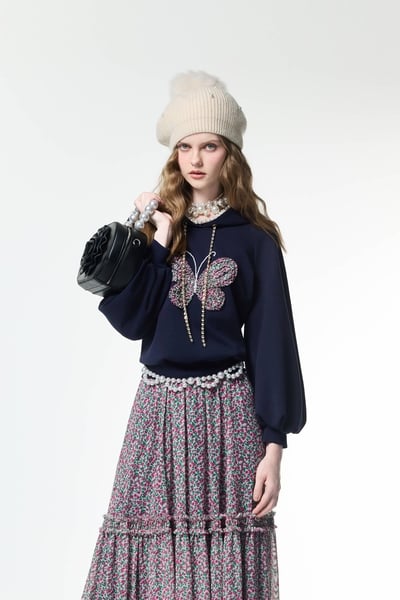 Front butterfly Graphic Hoodie Top