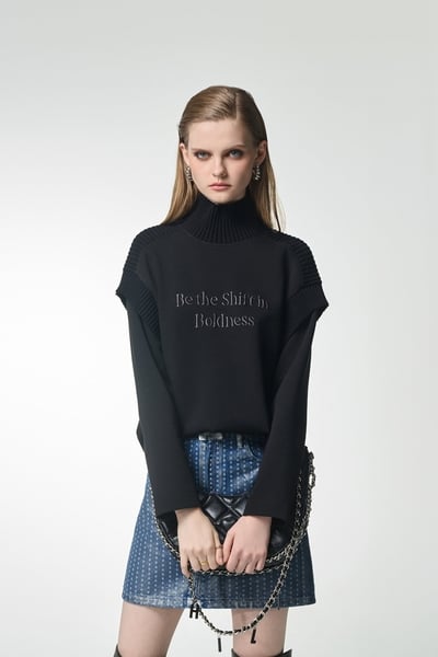 Rib Detail Long Sleeve Top