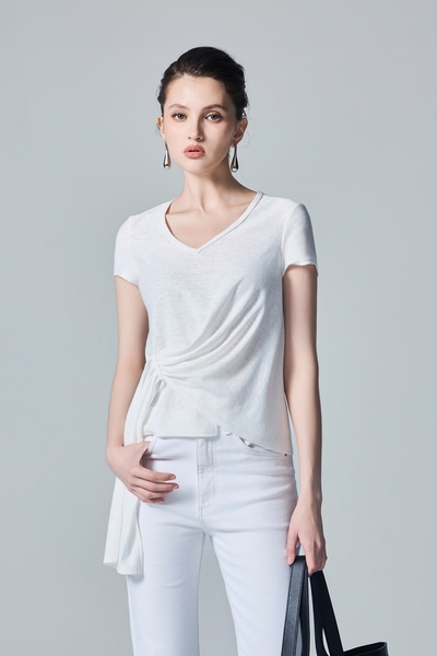 Sash Detail Short Sleeve Top