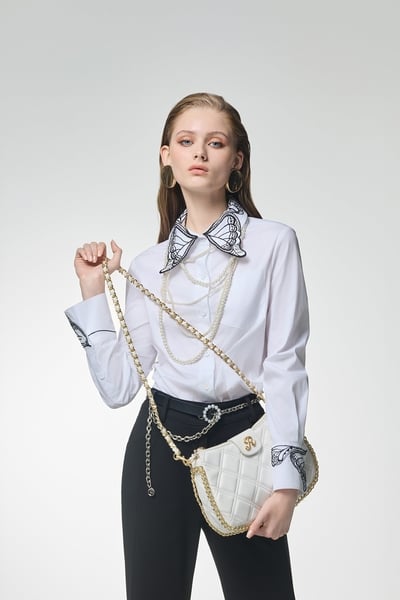 Butterfly Motif Collar Detail Blouse