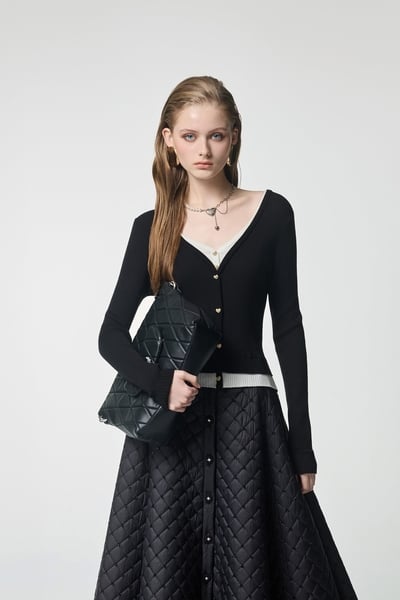 Fake Two Piece V-neck Top