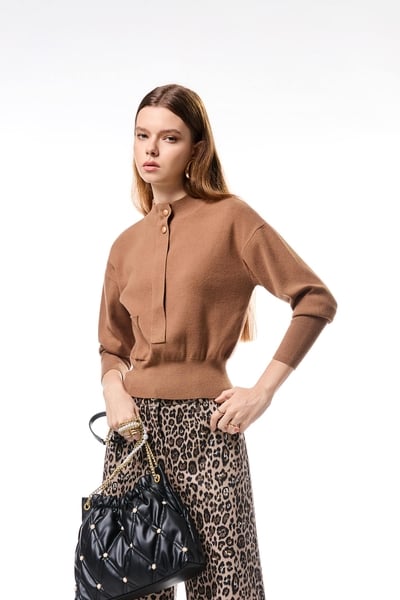 Patch Pocket Long Sleeve Knit Top