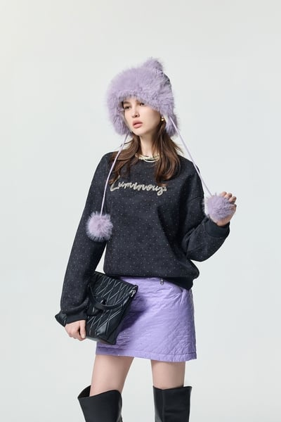 Diamonte Slogan Sequin Sweat Shirt