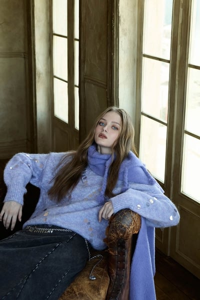 Oversize Lilac Sequin Detail Knit Top