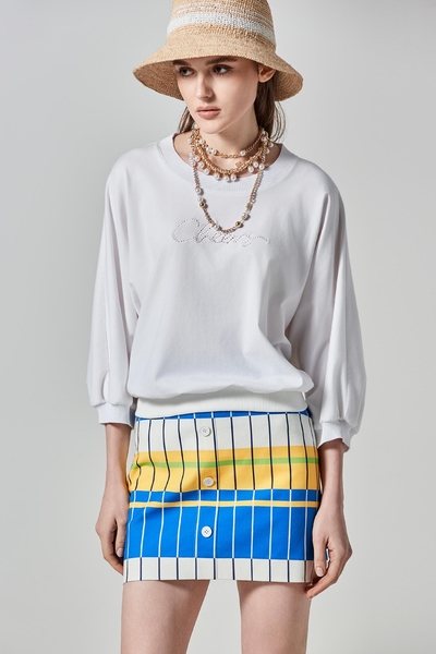 Embroidered Slogan Basic Top